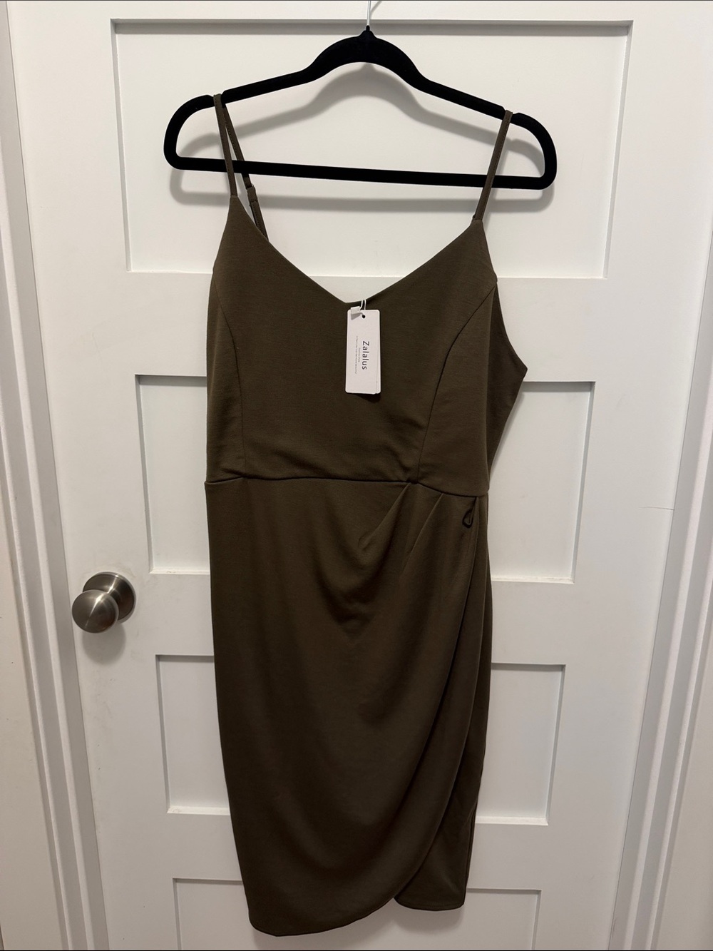 Sleeveless Olive Mini Dress with Tulip Hem
